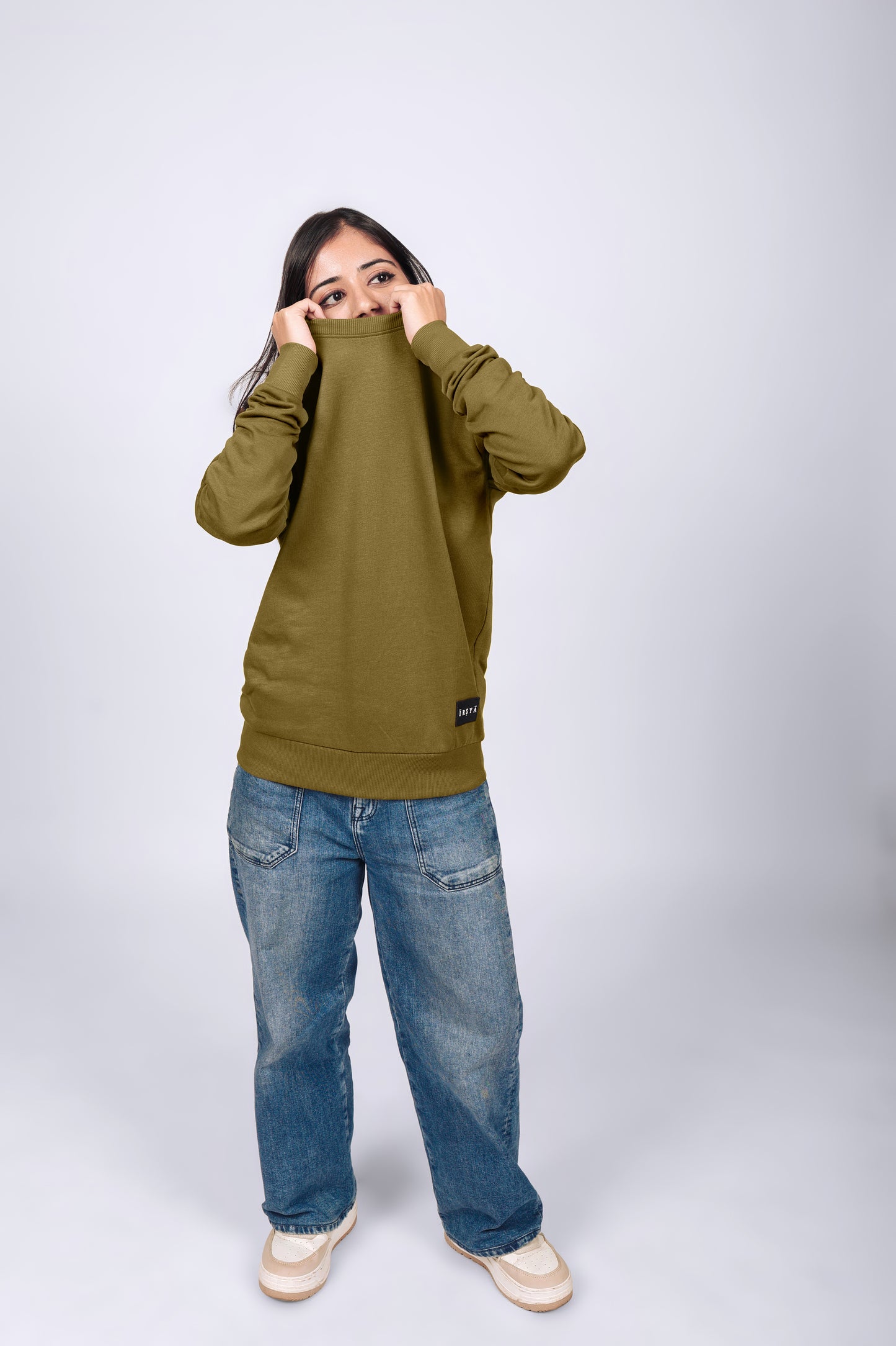 Irsya Moss Green Unisex Sweatshirt - Premium French Terry Brushed Fabric