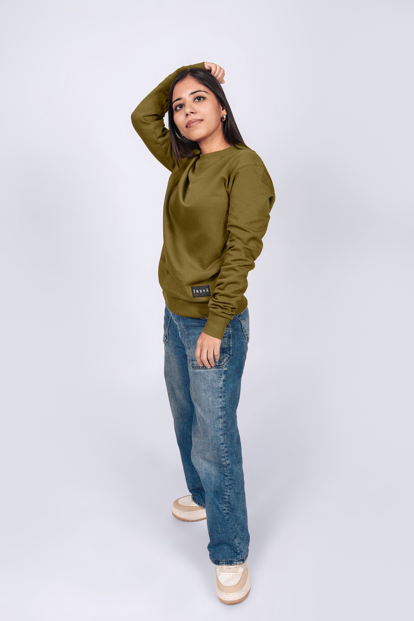 Irsya Moss Green Unisex Sweatshirt - Premium French Terry Brushed Fabric